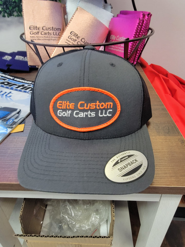 Elite Custom Golf Cart Patch Trucker Hat Gray
