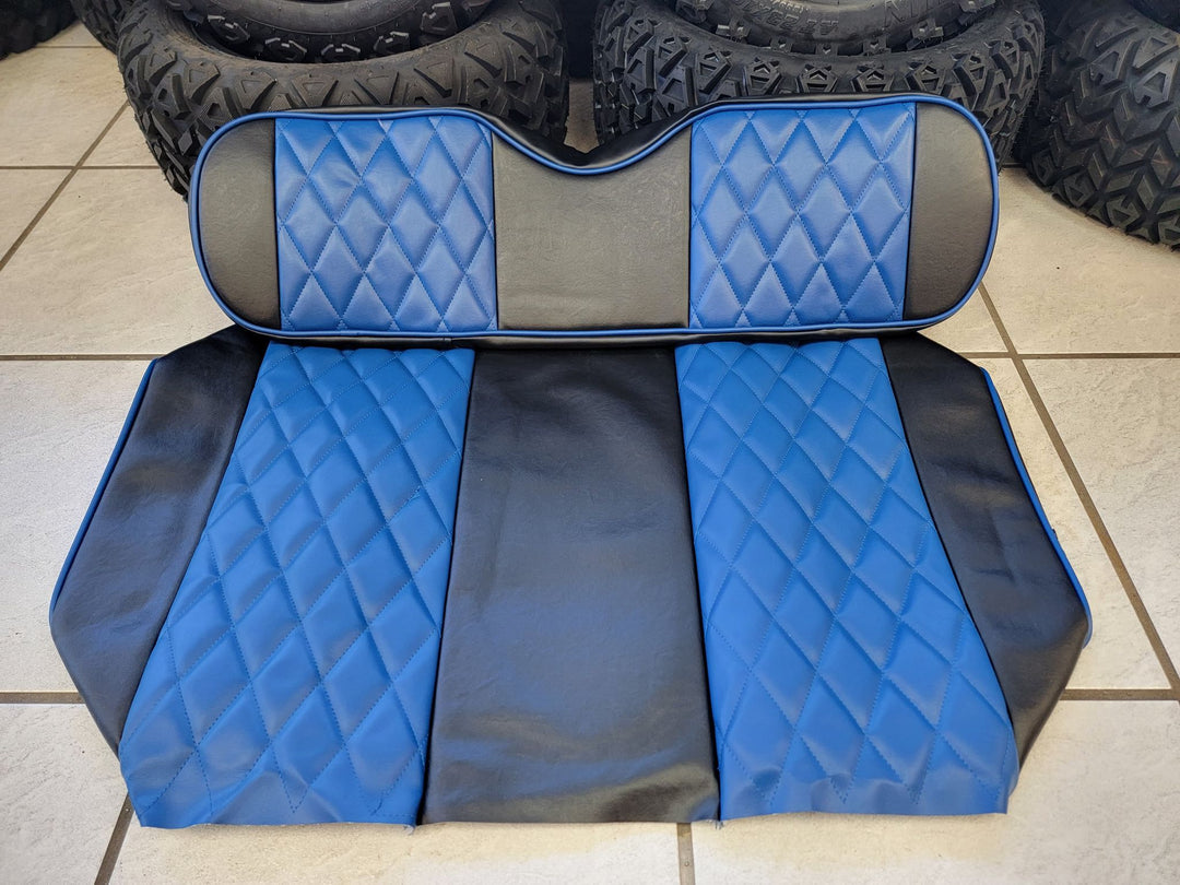 Club Car Precedent Custom Diamond Stitch Black/Blue Seat Covers