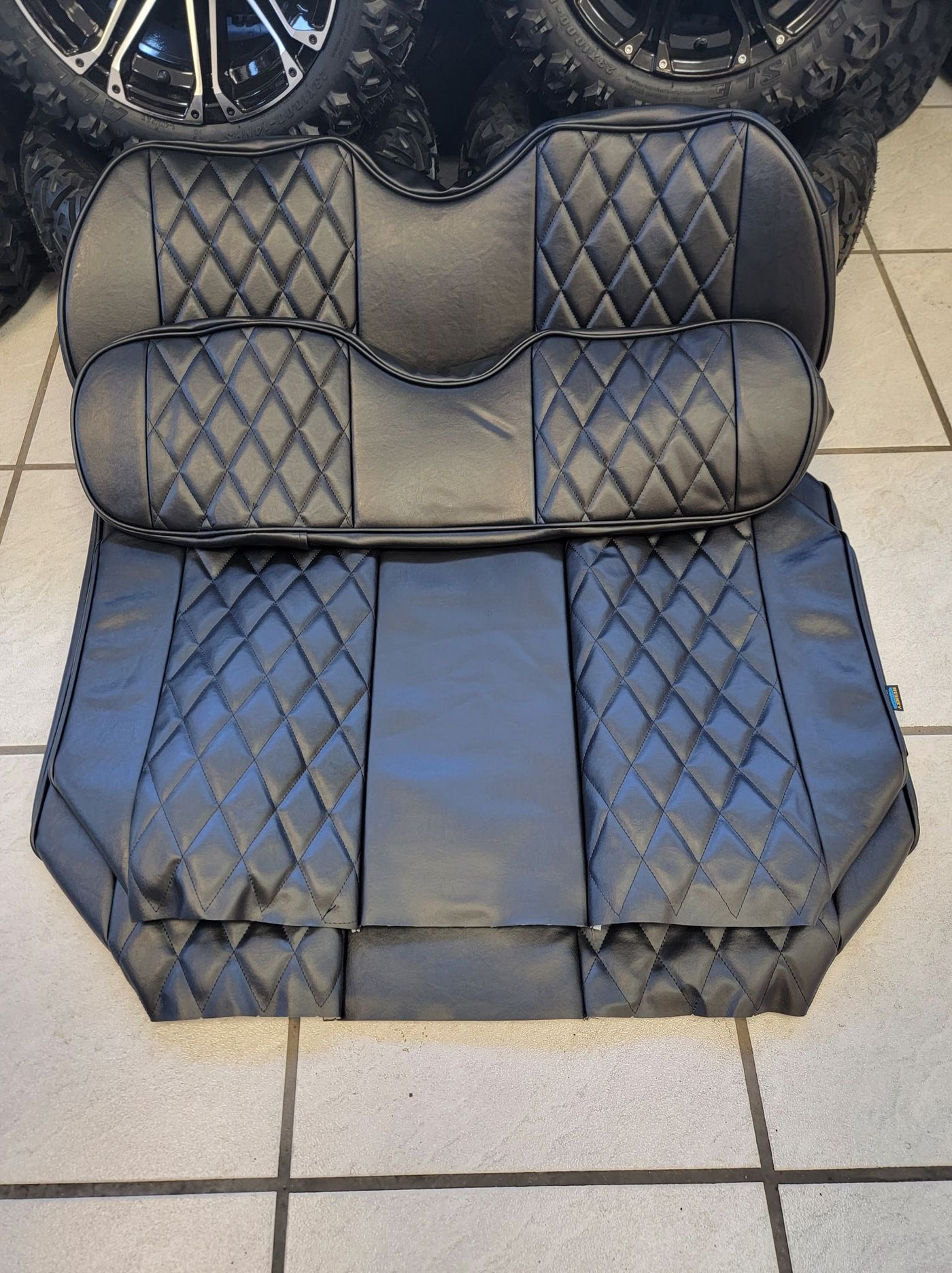 Bintelli Golf Cart Custom Diamond Stitch Black Seat Covers