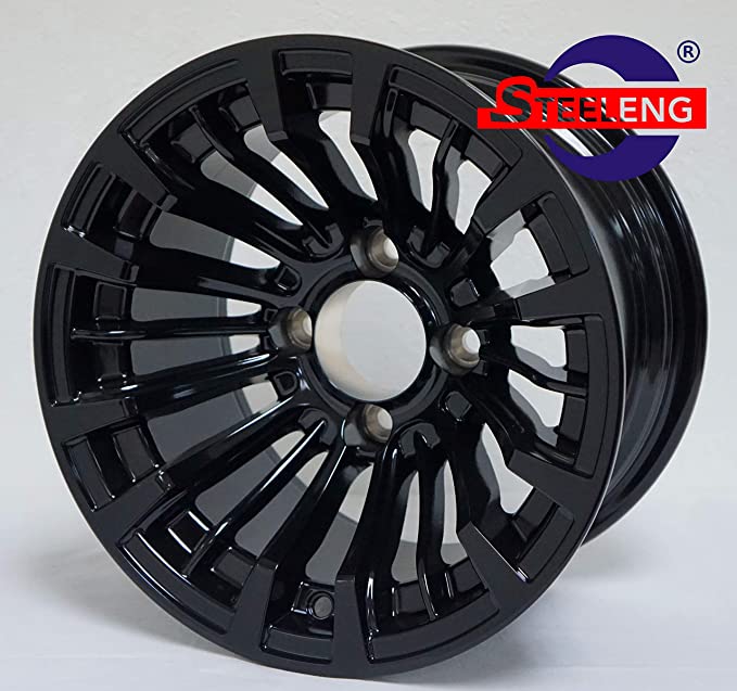 12" MATADOR BLACK GOLF CART WHEELS on STREET TIRES (SET OF 4) W/ Lugs
