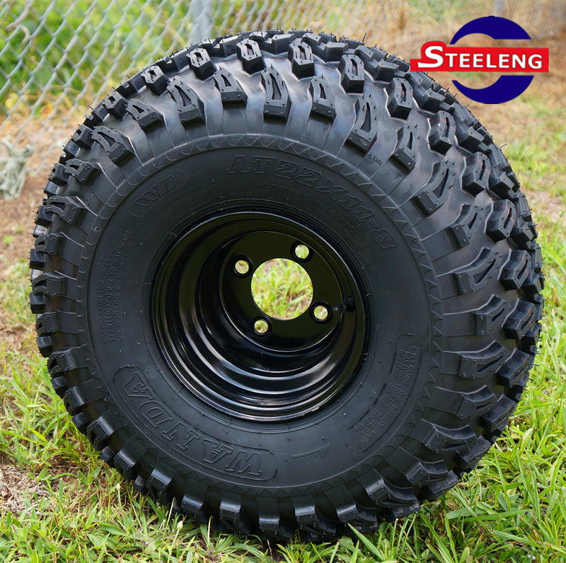 22x11.00-8 ALL TERRAIN GOLF CART TIRES AND WHEELS COMBO