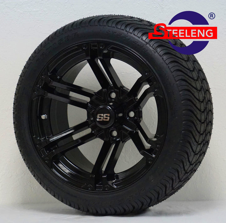 GOLF CART 14" BLACK TERMINATOR WHEELS LOW PROFILE TIRES (SET OF 4)