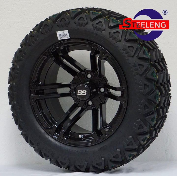 GOLF CART 14" BLACK TERMINATOR WHEELS ALL TERRAIN TIRES (SET OF 4)