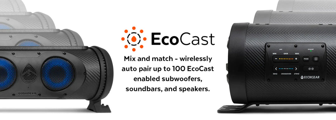 Ecoxgear ExtremeSub ES08 Weather-proof 500-watt powered tube enclosure with one 8" 4-ohm subwoofer and 8" passive speaker