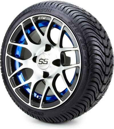 GOLF CART 12" PURSUIT WHEELS and 215/35-12 LOW PROFILE TIRES (SET OF 4)