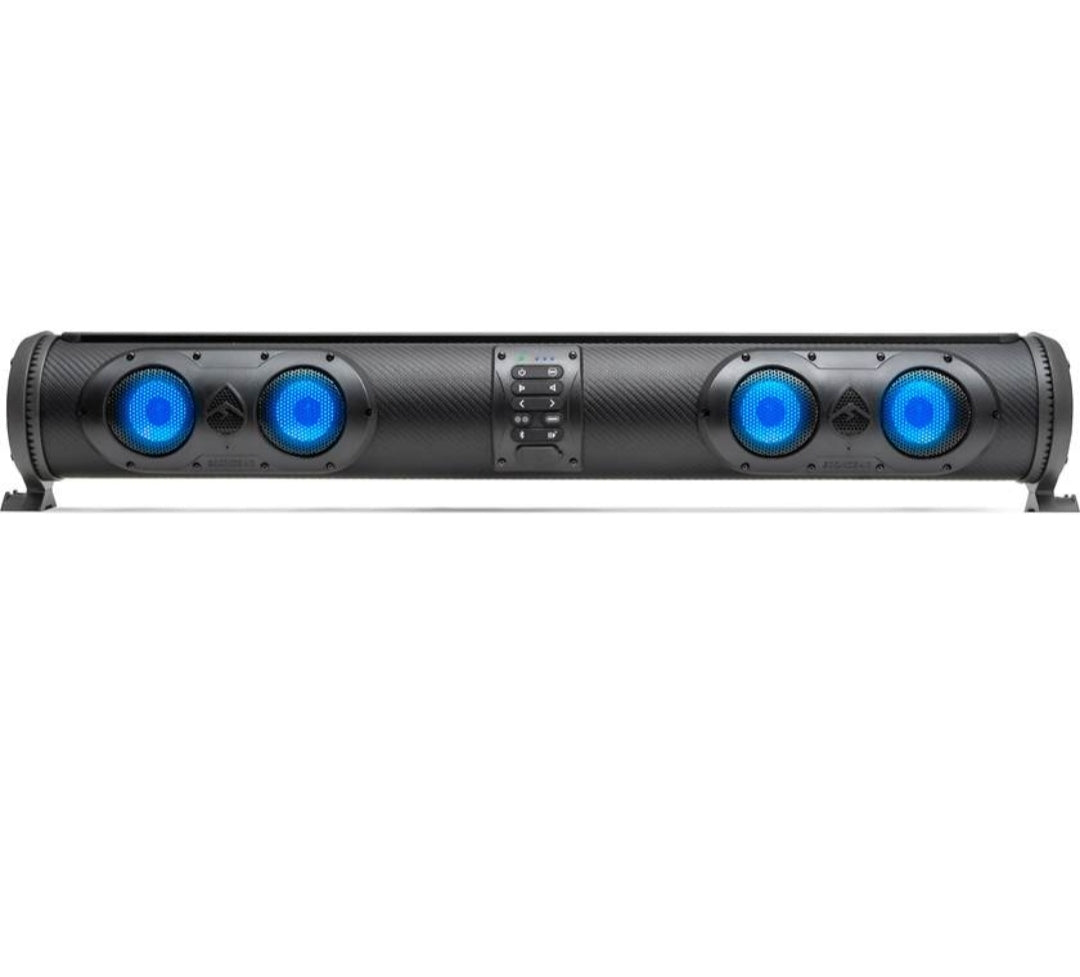 ECOXGEAR Sound Extreme SED32 Amplified Powersports Bluetooth 8 Speaker Soundbar Waterproof Sandproof with LED Lighting 500 Watts of Peak Power