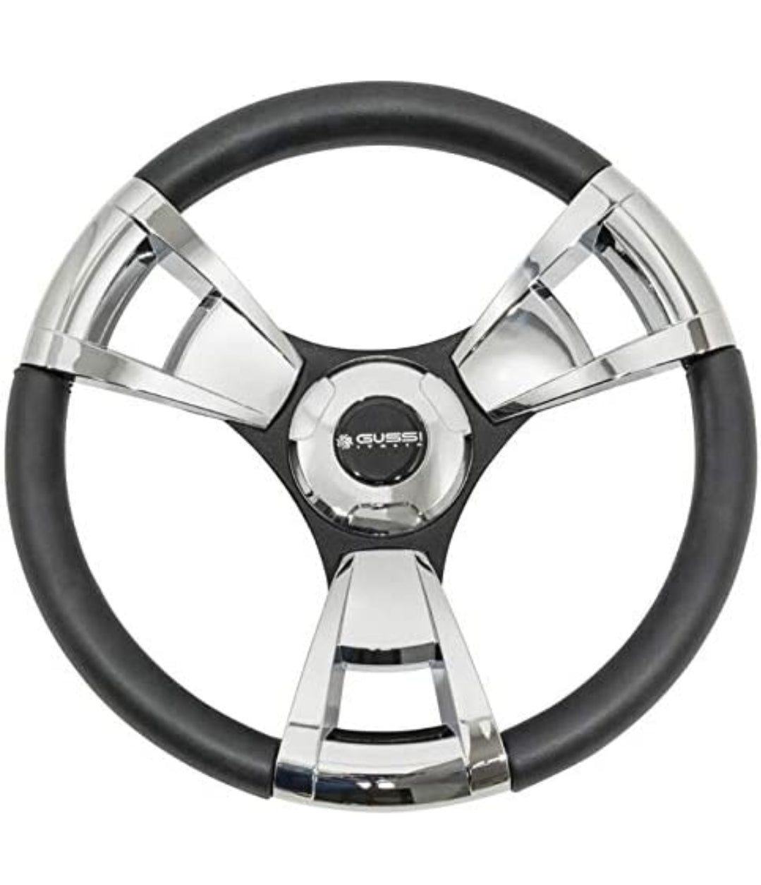 3G Gussi Model 13 Black/Chrome Steering Wheel for EZGO & Star Golf Carts