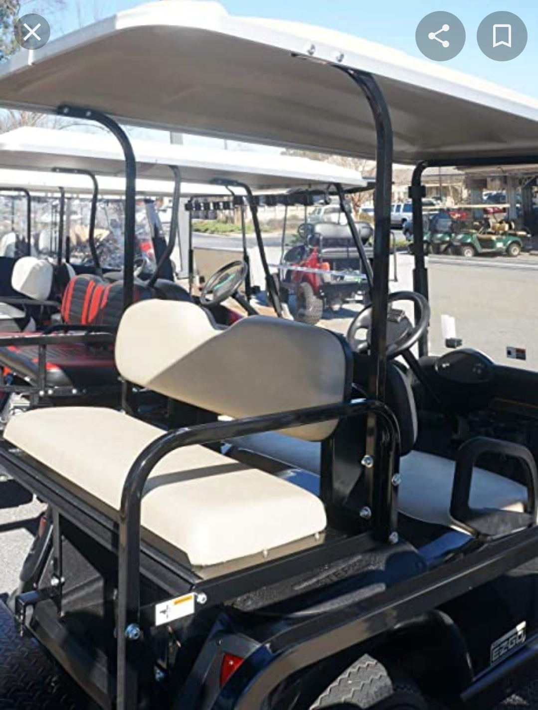 Universal Rear Strut Supports/Candy Canes for Golf Carts with Extended Roof