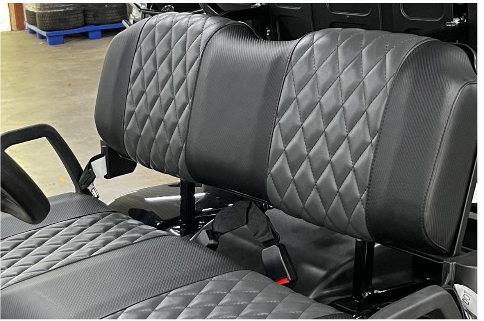Evolution EV Golf Cart Custom Diamond Stich Seat Covers Black & Charcoal Grey Diamond Stich fits Evolutions Classic Pro & Plus, Carrier & Forester Models