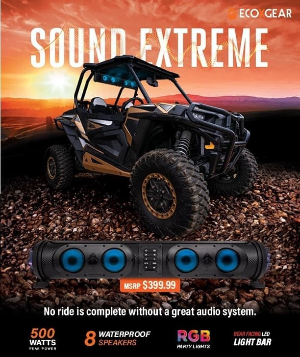 Ecoxgear SoundExtreme SE26 Amplified Powersports Bluetooth 8 Speaker Soundbar Waterproof Sandproof with LED Lighting 500 Watts of Peak Power