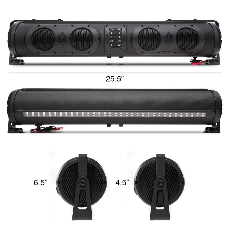 ECOXGEAR　with　Watts　Powersports　Amplified　Waterproof　SoundExtreme　of　Peak　SE26　LED　Soundbar　Bluetooth　500　Speaker　Sandproof　Lighting　Power-
