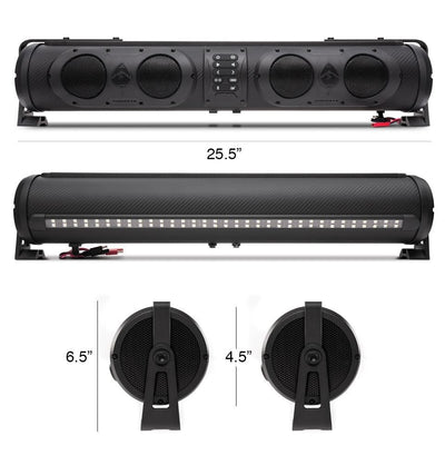 Ecoxgear SoundExtreme SE26 Amplified Powersports Bluetooth 8 Speaker Soundbar Waterproof Sandproof with LED Lighting 500 Watts of Peak Power