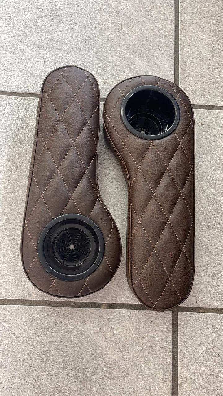 Custom Diamond Stich Brown Armrest / Cupholders for Golf Carts
