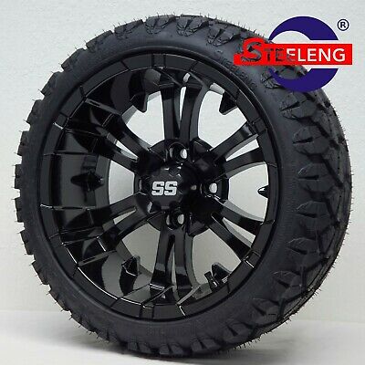 GOLF CART 14" BLACK VAMPIRE WHEELS LOW PROFILE TIRES (SET OF 4)
